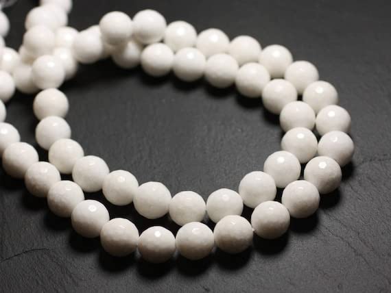 Beads faceted balls 12mm pour fabriquer un bracelet en jade blanc relaxant