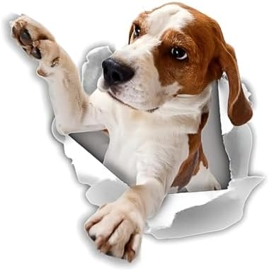 Autoaufkleber Beagle Aufkleber 18cm(7.1 Inch) Beagle Car Sticker 3D Zerrissen Autoaufkleber Lustig Beagle Reflektierende Aufkleber Stoßstange Wasserdichte Lustig Dekor