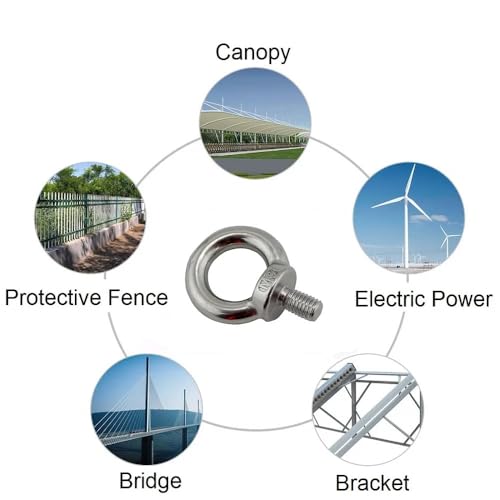Tornillo con argolla M10 de acero inoxidable 304 resistente para elevación de cables 6