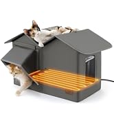 Bedsure ReflexHeat™ Extra Wide Heated Cat House for Outside with Raise Base | 22.5x12.5x13.25In,W...