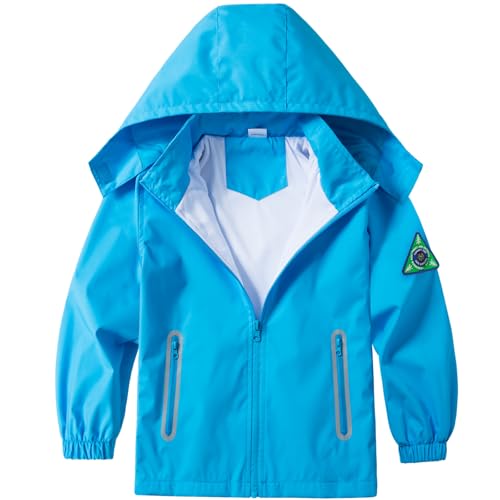Image of Boys Rain Jacket with Detachable Hood Lightweight Raincoats for Kids