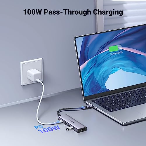 UGREEN Hub USB C com HDMI 4K 60 Hz, carregamento PD tipo C a 100 W, adaptador multiporta de transfer
