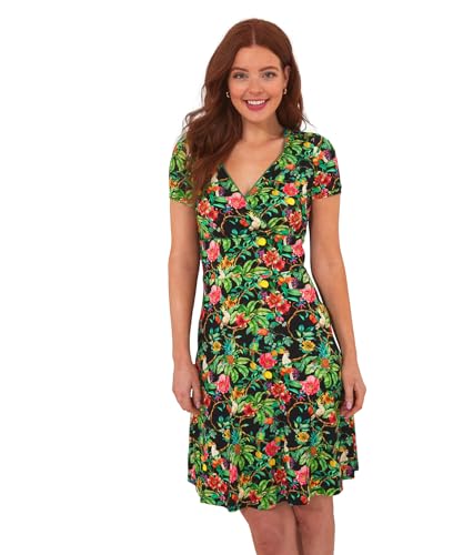Joe Browns Damen Knielanges Wickelkleid aus Jersey mit Papageien-Motiv Kleid, Multi, 32