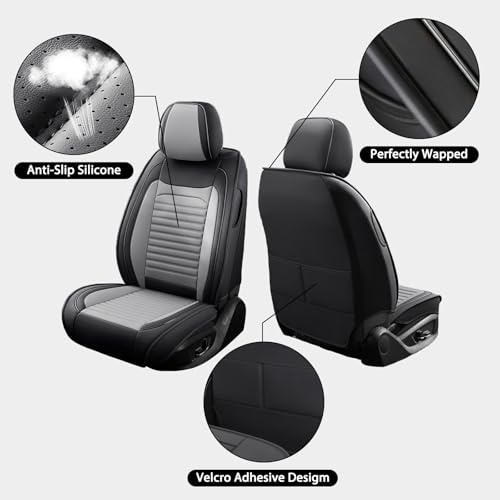 Image of Car Seat Covers Fit for WRX 2015-2025(BlackGrey,Full Set) | Full Coverage Car Seat Covers Sets,Breathable Anti-Slip Waterproof All-Weather Seats Protectors