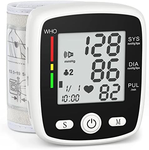 Blood Pressure Monitor Wrist Automatic Blood Pressure Cuff with Voice 2x90 Memory Rechargeable BP Machine with Irregular Heartbeat Indicator Large LCD Display(5.3"-7.7"Cuff)