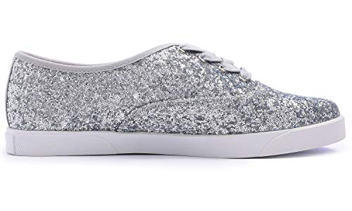 FEVERSOLE Women's Fashion Dress Sneakers Party Bling Casual Flats Embellished Shoes3