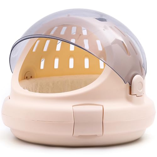GiDoKe 猫キャリーバッグ 中・大型猫用・小型犬・うさ ペットキャリーバッグ ペットキャリードーム型 ペットケージ 透明 通気性 臭気がない引っ掻き傷に強い 避難用/お出かけ/ドライプ/旅行/通院/防災 7.5kg耐荷 (クリーム入り)