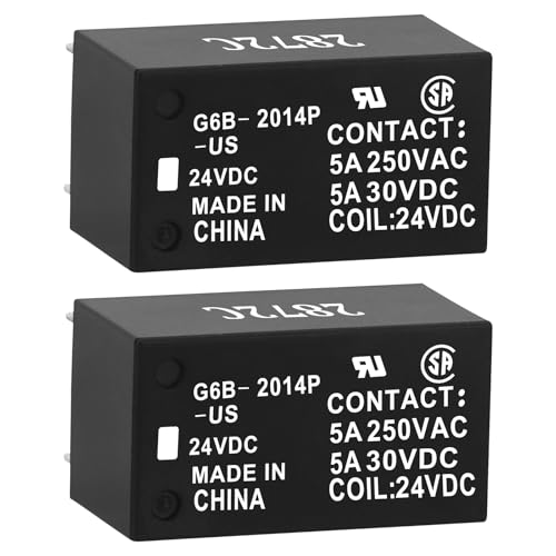 Weasch 2Pcs PCB Power Relay, G6B-2114P-US, Coil Voltage DC 12V, Contact 5A 250VAC, 1A1B 6Pins, General Purpose Relay (2)