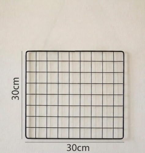 Image of Metal Wire Grid Photo Display Frame for Wall | 30 x 30 CM Black Iron Mesh Memo Board | Wall Mounted Picture Organizer for Photos, Notes, Postcards, Artwork, Home Office Bedroom Decor