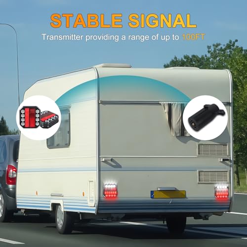 Image of Magnetic Wireless LED Trailer Tail Lights Rechargeable Waterproof | Portable LED Stop Turn Tail Lights Kit for Truck Towing, Caravans, Campers, RVs, Vans, Boats