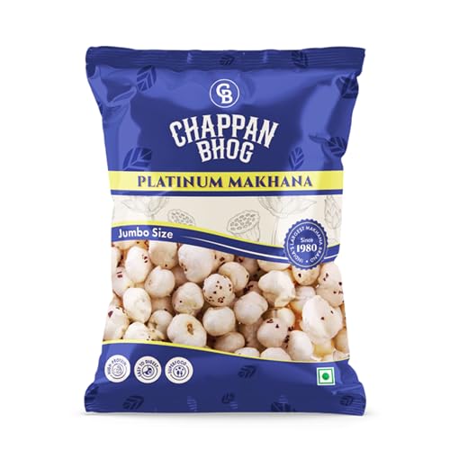 Image of Chappan Bhog Platinum Makhana 200g | 6+ Suta Jumbo Foxnuts (Phool Makhana) | Premium Raw Makhana (Lotus Seeds) | High Protein, Gluten Free Healthy Snack | Ready to Eat | Fasting and Evening Diet Snack