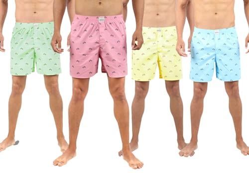 Image of Alphabets Men's Multicolor Cotton Printed Regular Boxer Shorts (Pack of 4) New-MBD-01-M