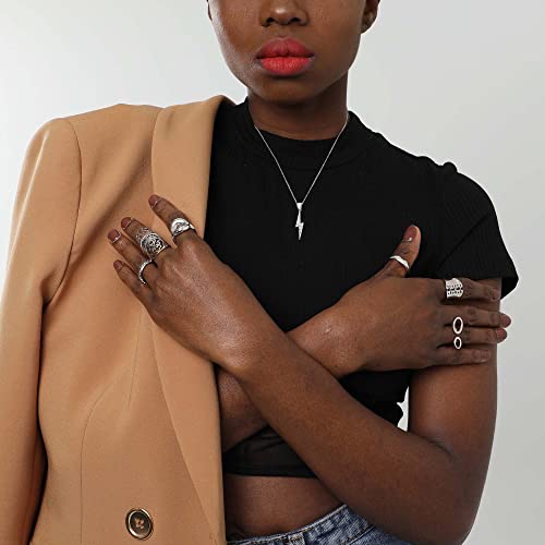 925 Sterling Silver Lightning Bolt Necklace, Thunderbolt Flash Pendant for Chain, Lightweight Silver Jewelry for hHim (No Chain (Pendant Only))3