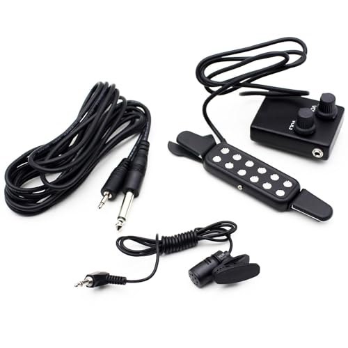 アコースティックギターピックアップ フォークギターピックアップ マイク付き 穴なし 磁気ピックアップ ギターアクセサリー 楽器のピックアップ(Silver)