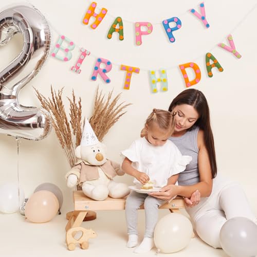 Image of Mindsoft Felt Happy Birthday Garland Rainbow Banner Reusable Happy Birthday Sign Party Supply for Party Decor(Colorful Color,Spot)