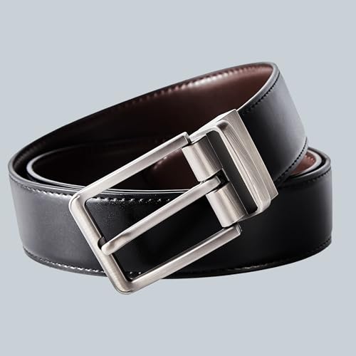 2 Pack Men's Two-in-One Fashion Dress or Casual Rotated Buckle Leather Reversible Golf Belts Gift For Men2