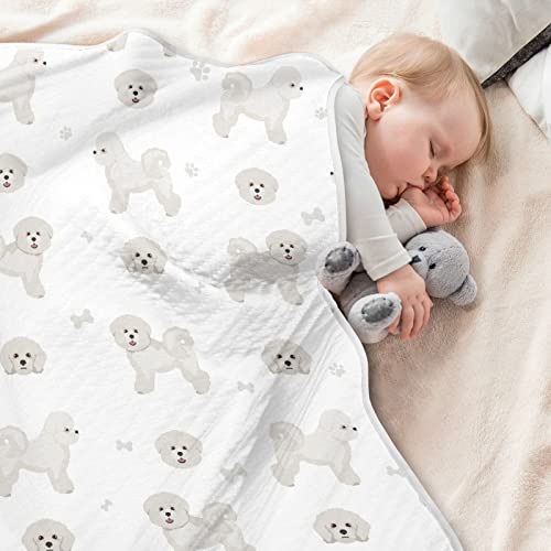 Image of Bichon Frise Dog Swaddle Blanket for Infants, Lightweight Soft Swaddling Blanket for Crib, Stroller, 30x40 in