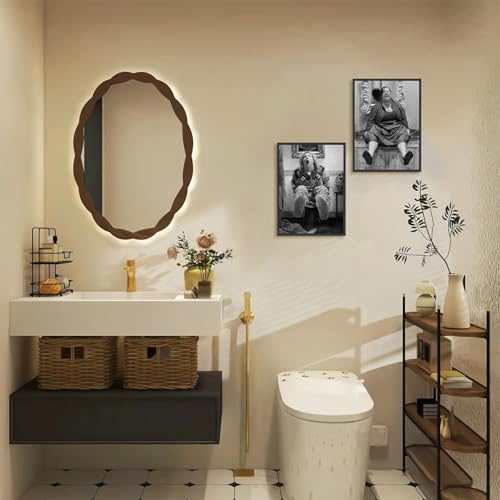 Funny Bathroom Wall Art Set of 4,Black and White Wall Decor Movie Posters Prints,Vintage Humor Bathroom Decor Wall Art for Toilet Restroom Signs,Unframed,8x10inch