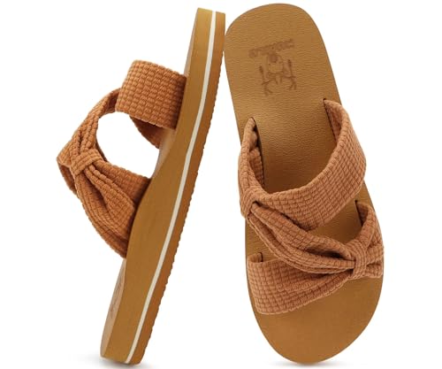 KuaiLu Womens Dressy Bow Sandals Arch Support Yoga Memory
