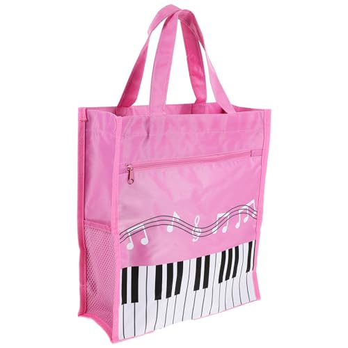Toyvian Bolsa de Notas Musicales Ligera Gran Capacidad con Diseño de Doble Capa y Asa para Almacenar Objetos y Llaves, Color Rosa para Mujer y Niña