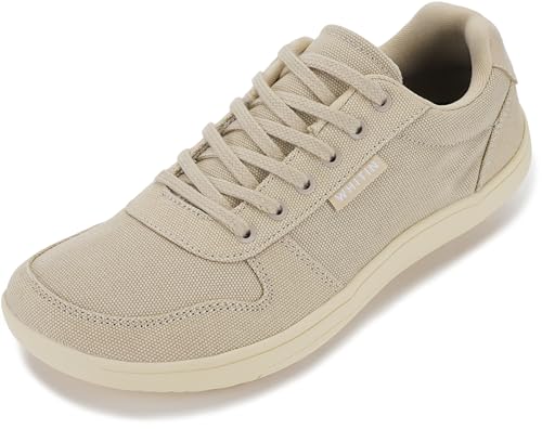 WHITIN Men's Wide Barefoot Shoes | Stylish Canvas Minimalist Sneakers | Zero Drop Sole