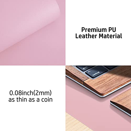 Image of Leather Desk Pad Protector, Mouse Pad, Office Mat, Non-Slip PU Leather Blotter, Laptop Pad, Waterproof Writing Pad for Office and Home (23.6 inch x 13.7 inch, Fairy Pink)