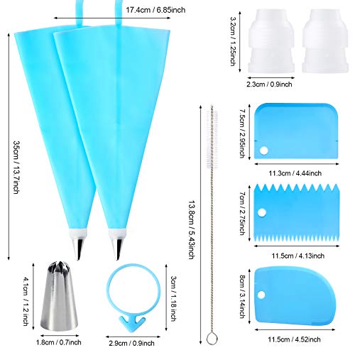 34 Pcs Piping Bags and Nozzles Set, Cake Decorating Set with 2 Silicone Icing Piping Bags, 24 Icing Piping Nozzles, 2 Coupler,3 Plastic Scrapers, Reusable Icing Bags and Nozzles