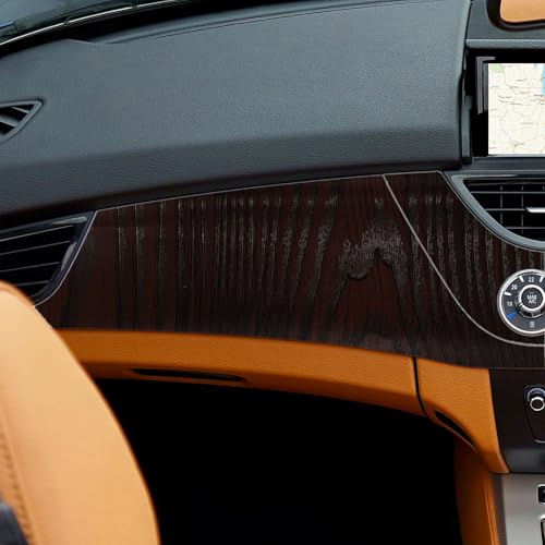 WRITWAA Film Adhésif pour Tableau de Bord Voiture 30X100Cm Effet Bois Brillant Noir Ébène Autocollant Décoratif Intérieur Voiture à Poser Soi-Même Habillage Intérieur Résistant et