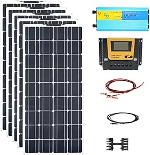 XINPUGUANG 500w Off Grid Solar Kit 5pcs 100w Flexible Solar Panel Monocrystalline Module + 50A Controller + 1000w Pureshine Inverter (500w)