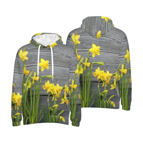 Sweat à capuche jonquilles pour homme pull à cordon réglable - 7