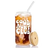 axqania Aunt Gifts - Gifts For Aunt From Niece, Nephew - Birthday Gifts For Aunt, New Aunt, Auntie - Godmother Gifts, Aunt Announcement, Promoted To Aunt - 16 Oz Coffee Glass