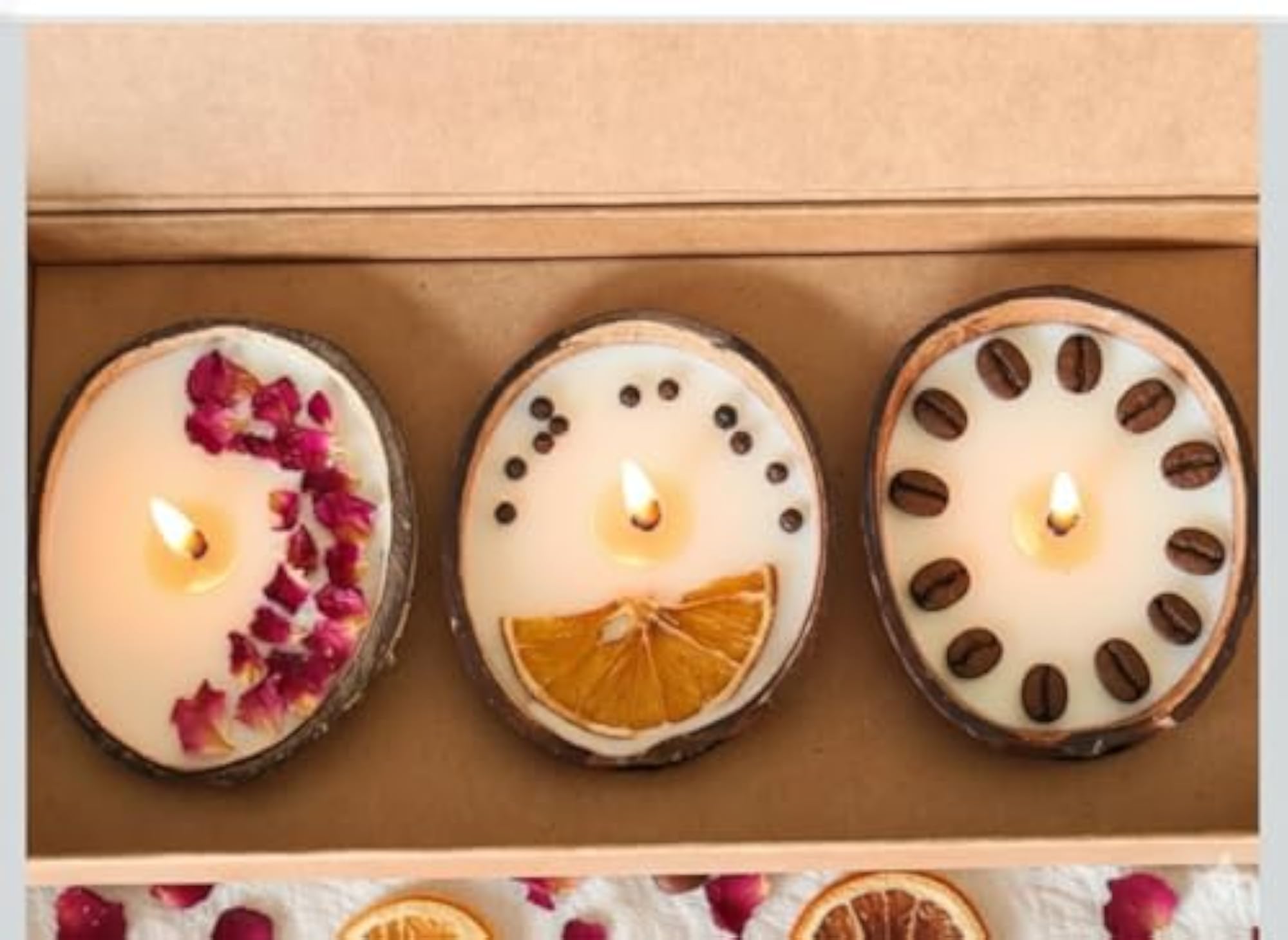 Coconut Shell Soy Wax Candle Gift Set