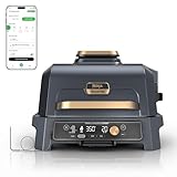 Ninja Woodfire Pro Connect XL Outdoor Grill & Smoker | Bluetooth, App Enabled | 7-in-1 Grill, BBQ Smoker, Outdoor Air Fryer | Woodfire Technology | Built-In Thermometer | Blue & Gold| OG951BL1
