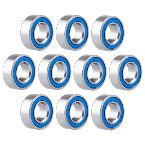 Image of 10pcs MR84-2RS Ball Bearings - Miniature Deep Groove Ball Bearing Double Blue Rubber Sealed Chrome Steel for RC Cars /Planes /Drone /Robotics and Small Electric Motors(4x8x3mm)