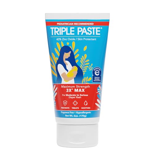 Image of Triple Paste 3X Max Diaper Rash Ointment for Baby, Maximum Strength with 40% Zinc Oxide Ointment for Serious Diaper Rash, 6 oz Tube