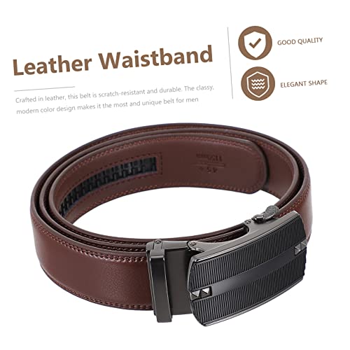 BESPORTBLE 1pc Men Automatic Buckle Leather Belt Business Waistband for Formal and Casual Wear Elegant Design3
