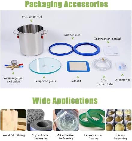 8.5 Gallon Vacuum Chamber for Epoxy Resin Casting, Lab Pressure Pot with Tempered Glass Lid & Handle, Bubble Remover for Degassing, 1.5/2/3 Gallon Options Available