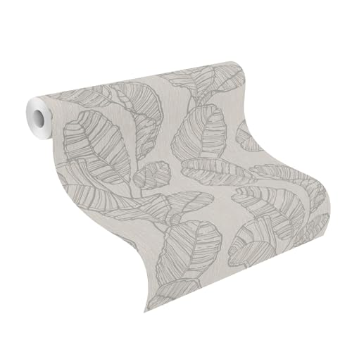 Papier peint intissé feuilles grises Rasch cache défauts muraux - 3