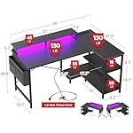ODK 48 Inch Gaming Desk with USB Charging Ports and LED Lights, Reversible L Shaped Computer Desk with Storage Shelves & Monitor Stand, Corner Gamer Desk Table with Power Outlets, Black - Image 3