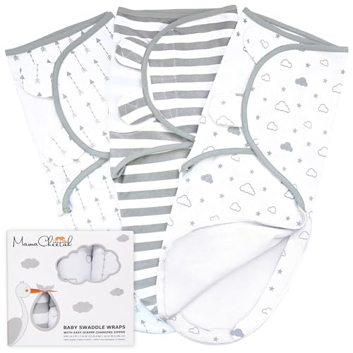 Image of Mama Cheetah Baby Swaddle Blanket with Zipper, Newborn Swaddle Sack, Baby Swaddles Sleep Sack 0-3 Months, Baby Swaddle Wrap for Baby Boy & Baby Girl, 3-Pack