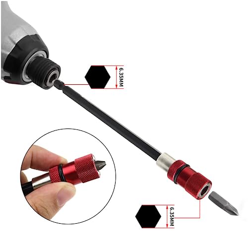 Drill Extension Bit Holder 4Pcs - 12\'\' Magnetic Drill Screwdriver Bit Holder Bar Chuck Adapter Extender 1/4 inch Hex Bit Holder，Adjustable Depth Screwdriver for Impact Driver Screws Nuts - Thumbnail 6