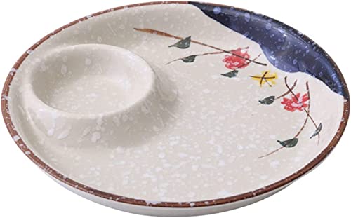 Piatto da immersione, piatti da portata, ciotole for patatine e salse, piatto da portata for salse e patatine, piatto da portata for patatine fritte, adatto for sushi, gnocchi, snack-Plum Blossom-B (C