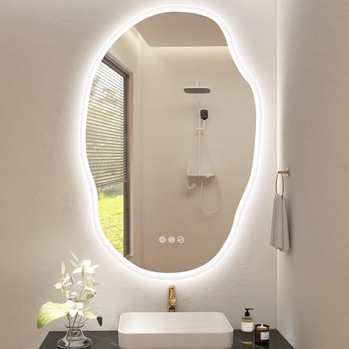 S'bagno Badspiegel-mit-Beleuchtung 600x900 mm, Badezimmerspiegel-mit-Beleuchtung und Bluetooth, Entfoggen, 3000K/4000K/6500K, Dimmbar, IP44-LED-Badspiegel mit Speicherfunktion, Horizontal/Ve