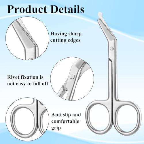 WEESTAAMO 2 Stück Stomabeutelschere Gebogen - Medizinische Verbandsschere aus Edelstahl mit Abgerundeter Spitze, Stoma Zubehör für Kolostomie & Ileostomie Beutel, Silber