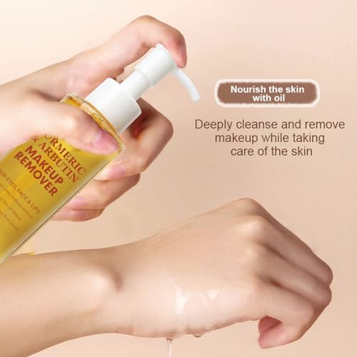 Image of Turmeric & Arbutin Makeup Remover Water, Deep Clean Facial Cleanser for All Skin Types, 5.3 fl oz, Removes Waterproof Makeup & Impurities, Non-Stripping, Residue-Free Formula with Natural Ingredients