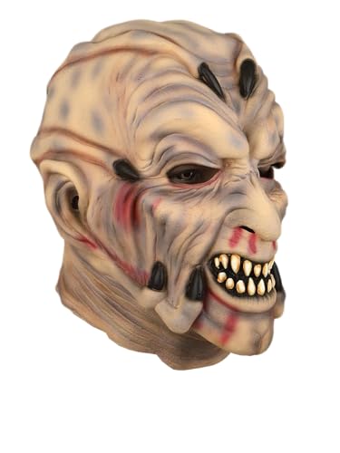 eLymwoo Jeepers Mask Creepers Creepy Tribal Head Cover Horror Monster Halloween Costume Prop Realistic Facial Details Latex Material