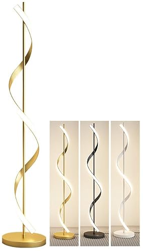 Sedtonmu Lampara De Pie Salon Led Lámpara De Pie LED Regulable 3 Temperatura De Color Lampara Pie Moderno Espiral Lámpara De Pie para Sala De Estar Salon Dormitorio,Oro,C