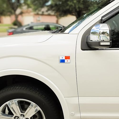 Image of Panama Flag Sticker Emblem Panamanian Decal Car Chrome Flags, 2 Pack, 3 x 2 inches