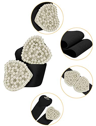Allegra K Heart Shape Design Faux Pearl Rhinestone Decor Waist Belts for Women2