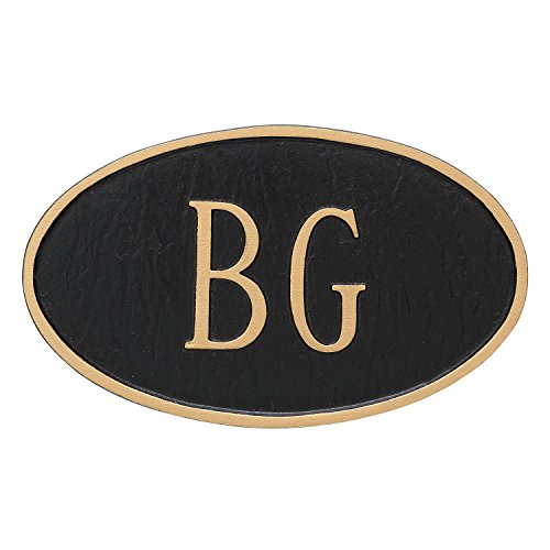 Montague Metal 6" X 10" Classic Oval Address Sign Plaque, Small, Black/Gold #TOP1